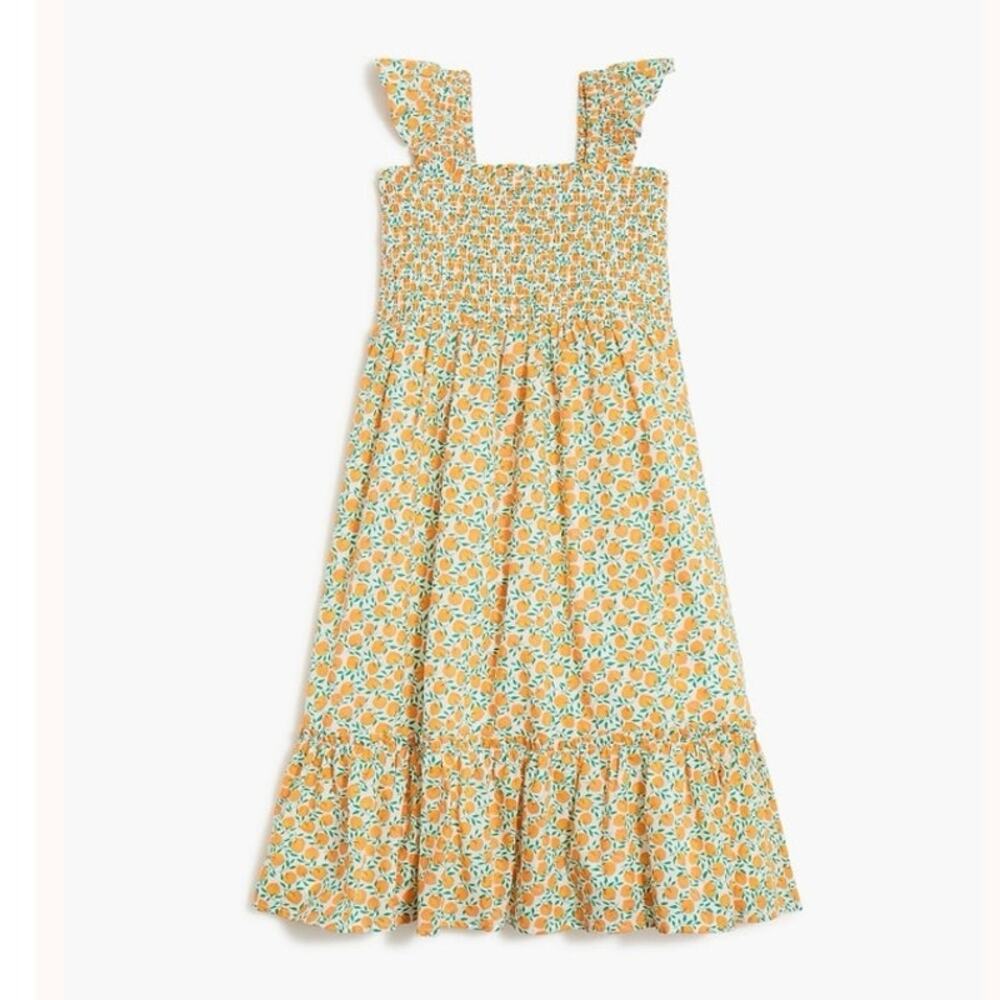 Girls Crewcuts Girls' ruffle-sleeve tiered dress peach print size 10 EUC!